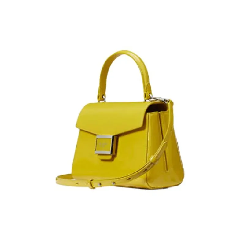Kate Spade Katy Patent Leather Smooth Leather Shoulder Bag Crossbody Bag Handbag Small Size Women's Yellow Green-1