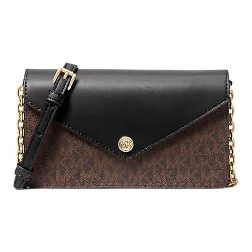 MICHAEL KORS Canvas Envelope Bag Shoulder Bag Crossbody Bag Small Size Women's Brown/Black
