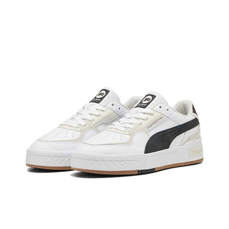 PUMA Porsche Legacy CA Pro Crush Slip Resistant Low Top Skateboard Shoes Unisex White Black Brown-2