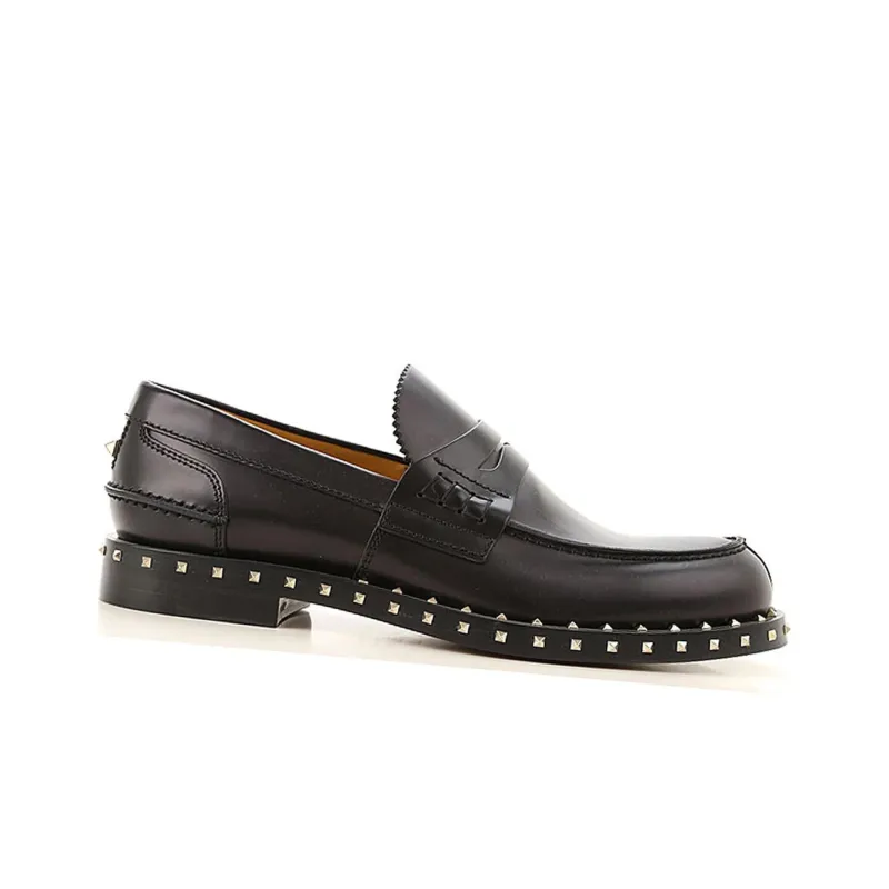 Valentino ROCKSTUD Loafers Men's Black-1