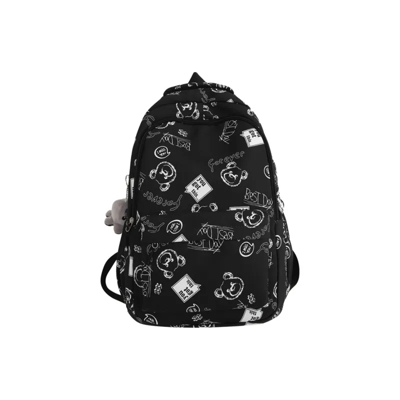 Meow In The Grass Nylon Backpack Regular Unisex Black/Gray/Khaki/White/Green/Blue-0