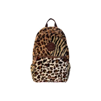 BRABOSTON Fleece Leopard Print Comfortable Backpack Unisex Black/White/Pink/Coffee