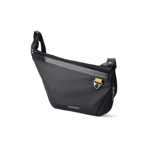 BISON DENIM Oxford Crossbody Bag Black Sling Bag Fanny Pack Regular Men's Black