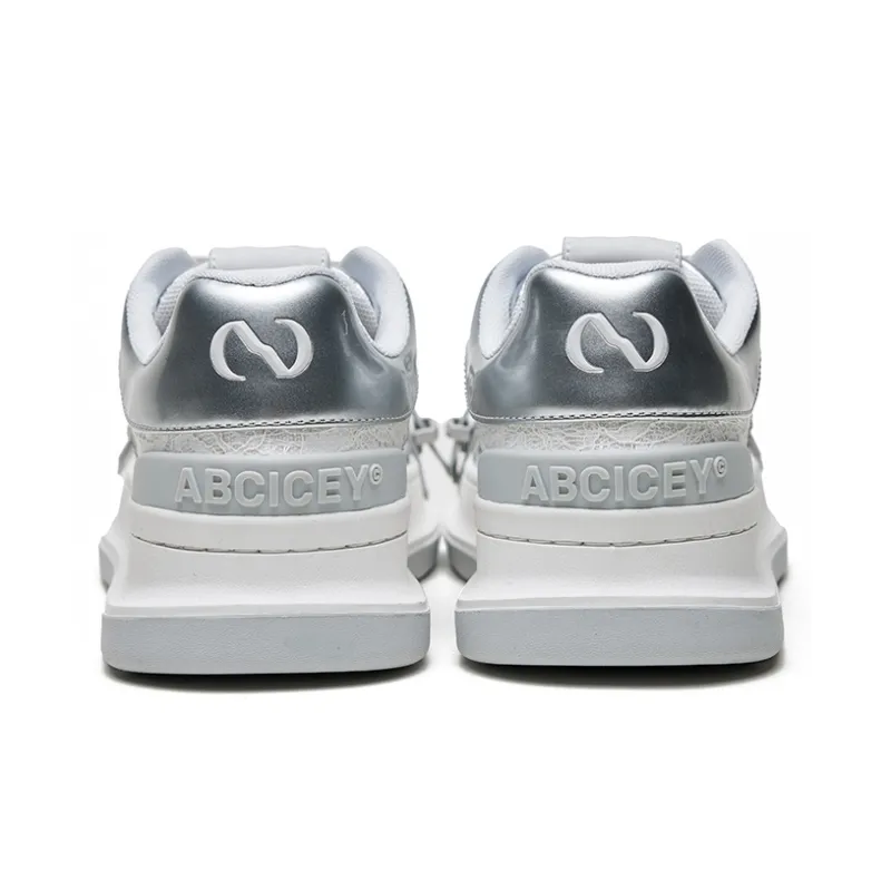 ABCICEY Anti Slip Wear Resistant Low Top Skateboard Shoes Unisex White-3