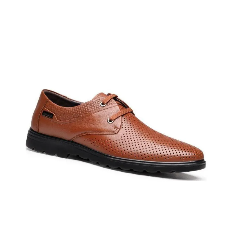 AOKANG Leather Sandal Men's Casual Leather Shoes Men's Black Camel Brown-7