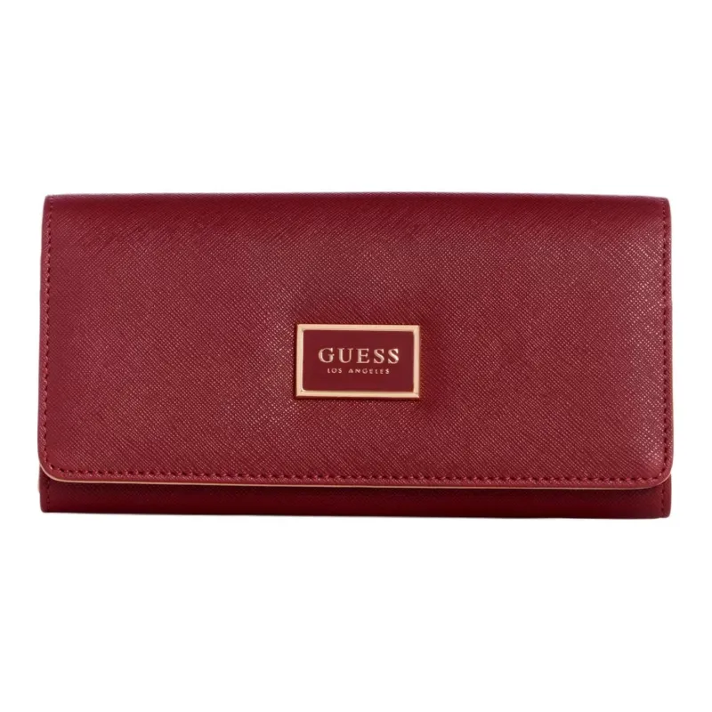 GUESS Artificial Leather Wallet Unisex Burgundy-0