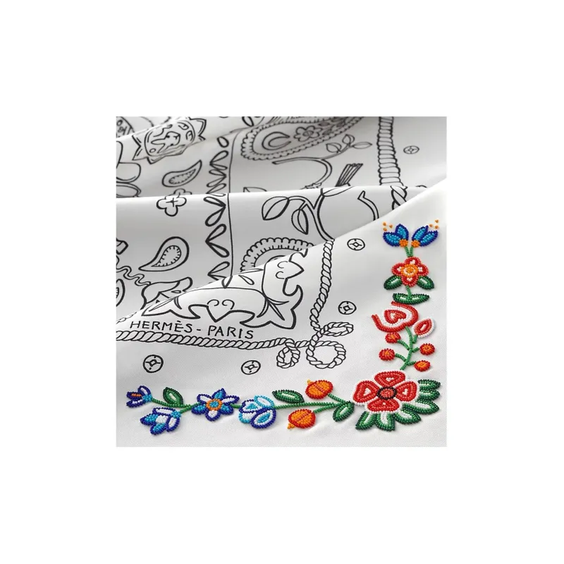 HERMES Silk Scarves Women's White-1