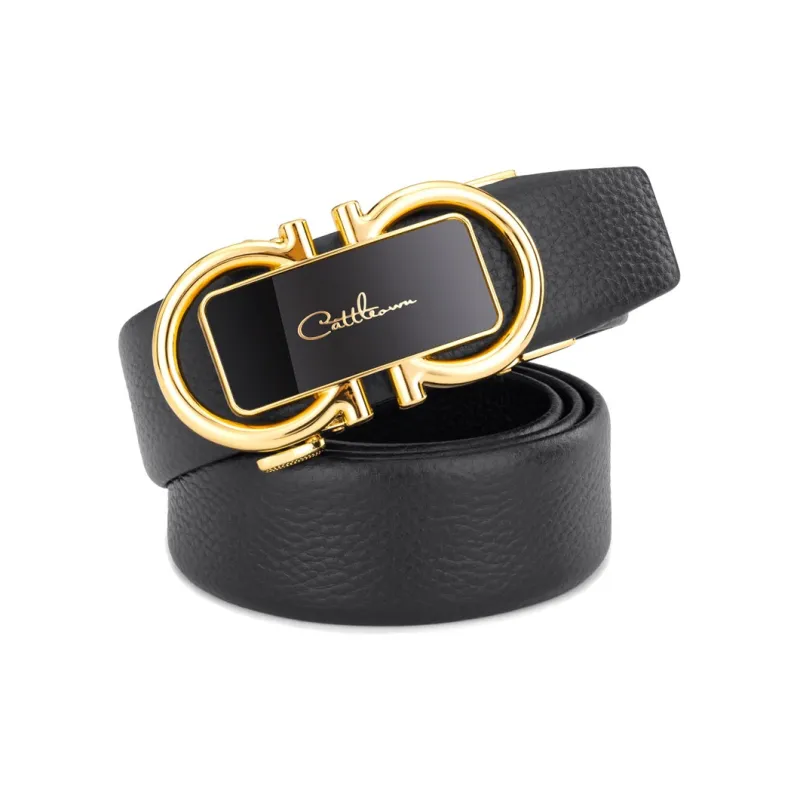 Cows Reign 8 Character Automatic Buckle Business Top Grain Cow Leather Leather Belts Men's-0