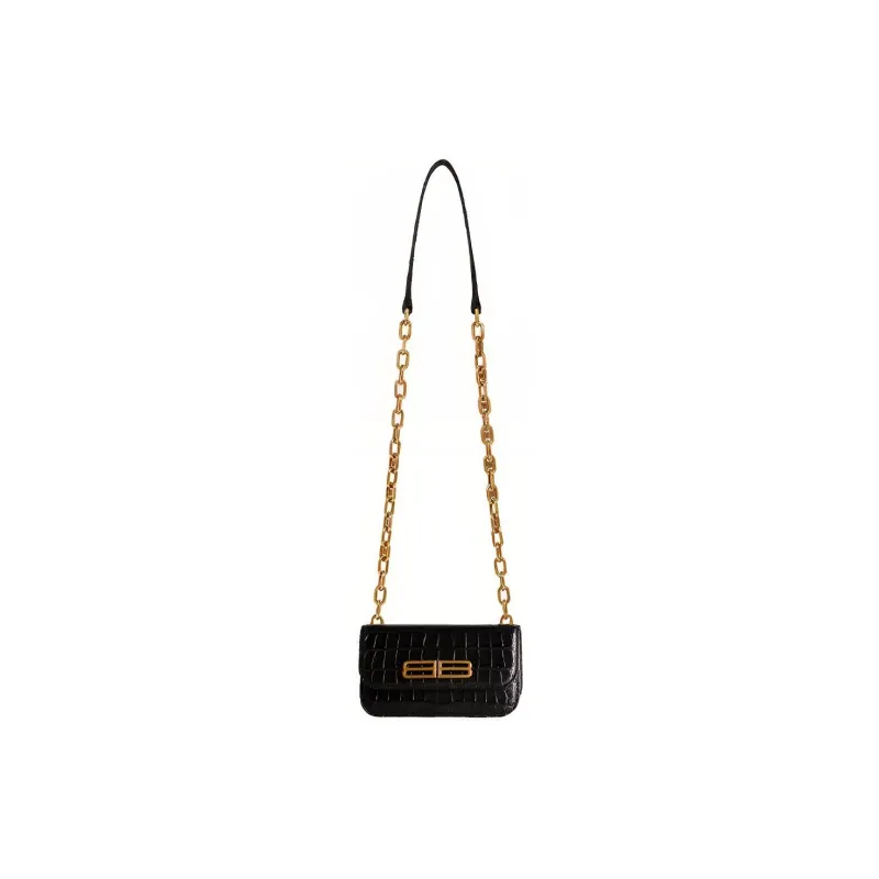 Balenciaga Gossip Cow Leather Chain Bag Shoulder Bag Crossbody Bag Extra Small Women's Black-1
