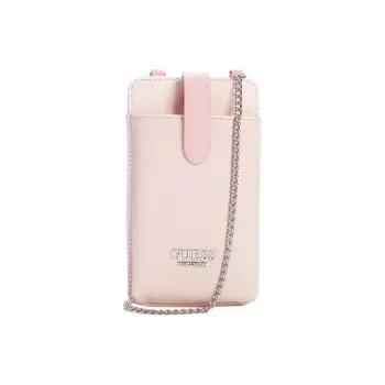 GUESS Artificial Leather One Shoulder Crossbody Cell Phone Pouch Unisex Pink