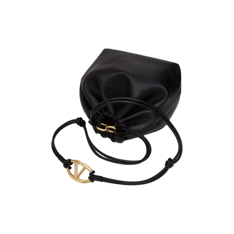 Valentino Vlogo Nappa Leather Crossbody Bag Shoulder Bag Women's Black-4