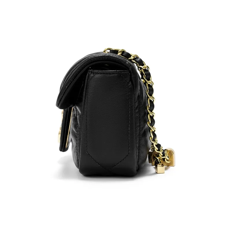 BOSSSUNWEN Cow Leather, Magnetic Closure Casual Commute Shoulder Bag, Crossbody Bag Small Size Women's Black/Ecru-7