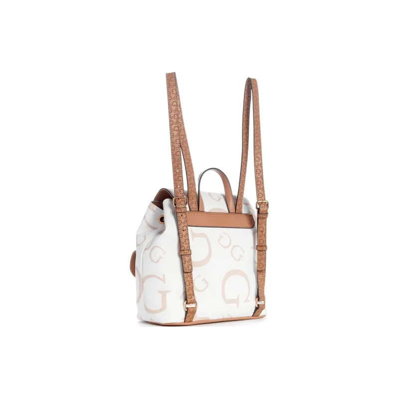 GUESS Coated Canvas Backpack Women's White-1