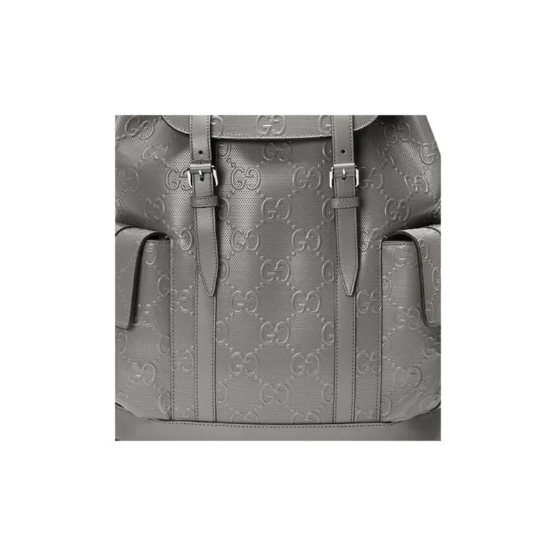 GUCCI Leather Backpack Regular Men's Gray-7
