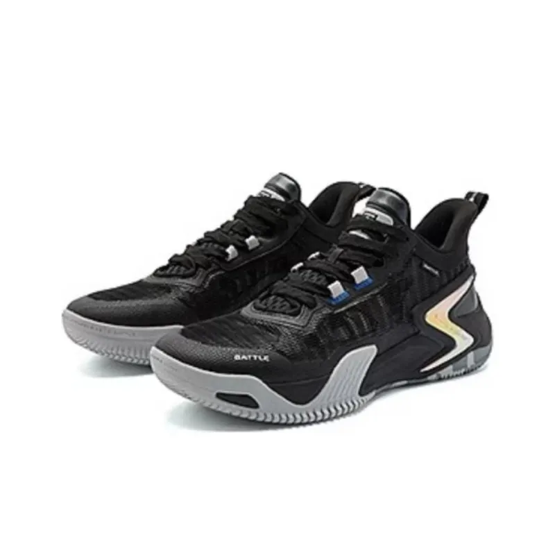 QIAODAN Rampage 1.0 Cushioning Wear Resistant Low Top Patented Rebound Technology Basketball Shoes Men's Black Gray-1