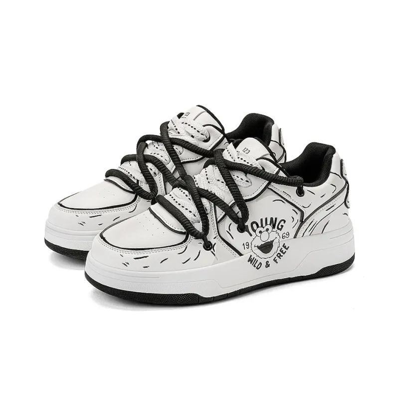 SESAME STREET Slip-Resistant Cushioning Wear-Resistant Breathable Height Increasing Low-Top Skateboard Shoes Unisex-10