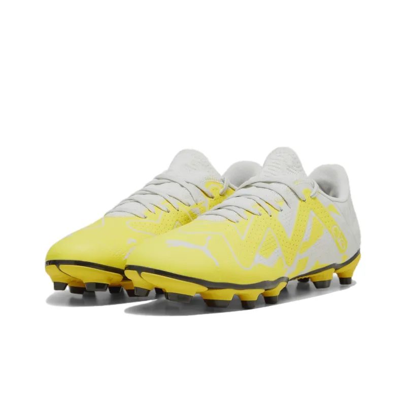 PUMA Future Play AG Short Rubber Studs FG Long Rubber Studs Slip Resistant Soccer Shoes Men's Yellow White-2