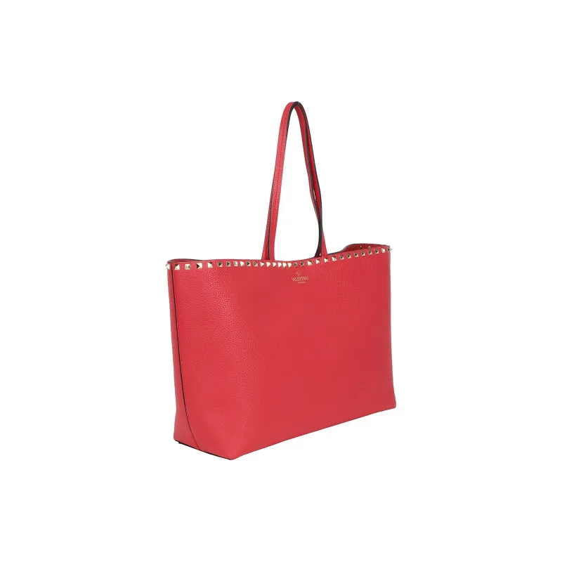 Valentino Leather Tote Bag Shopping Bag Handbag Women's Red-1