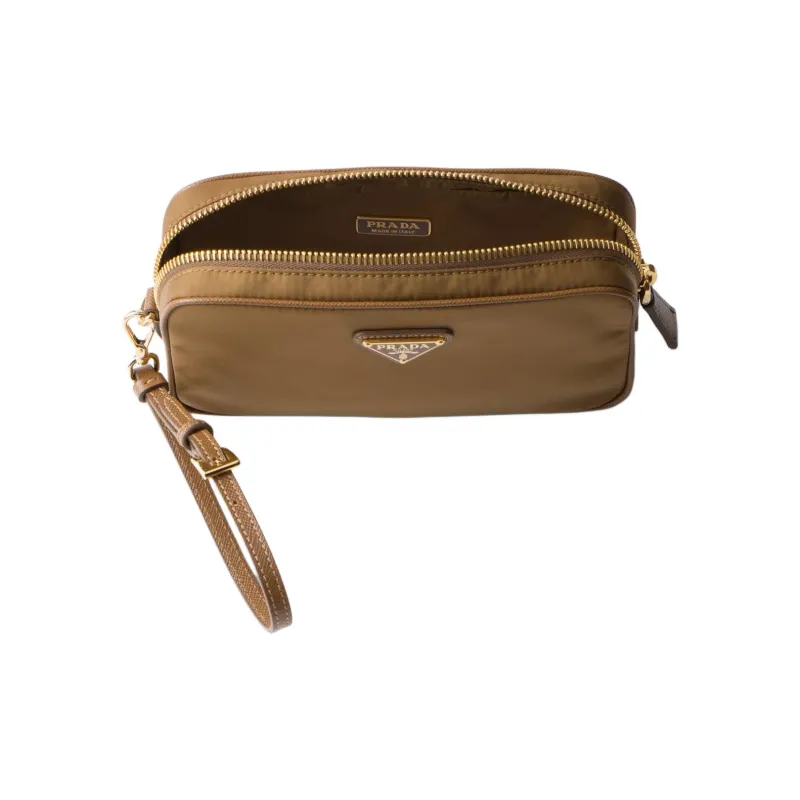 PRADA Re-Edition Recycled Nylon Clutch Women's Cork Beige-3