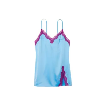 Victoria's Secret Tease Satin Lace-Trim Mini Slip Nightgown Women's Macaron Blue