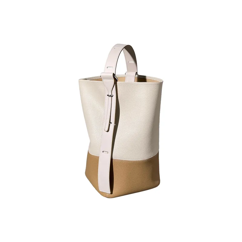 AJ AOIRJ Cow Leather Genuine Bucket Bag Crossbody Bag Hobo Bag Shoulder Bag Regular Women's Latte/Milk Green/Cookie-1