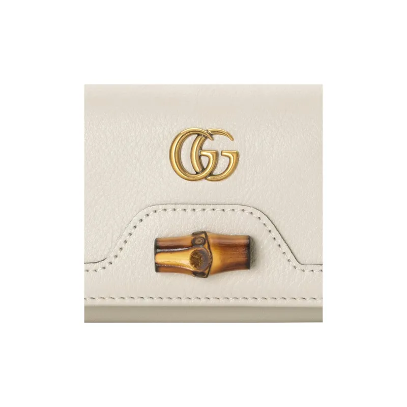 GUCCI Diana Leather Wallet Medium Size Women's White-6