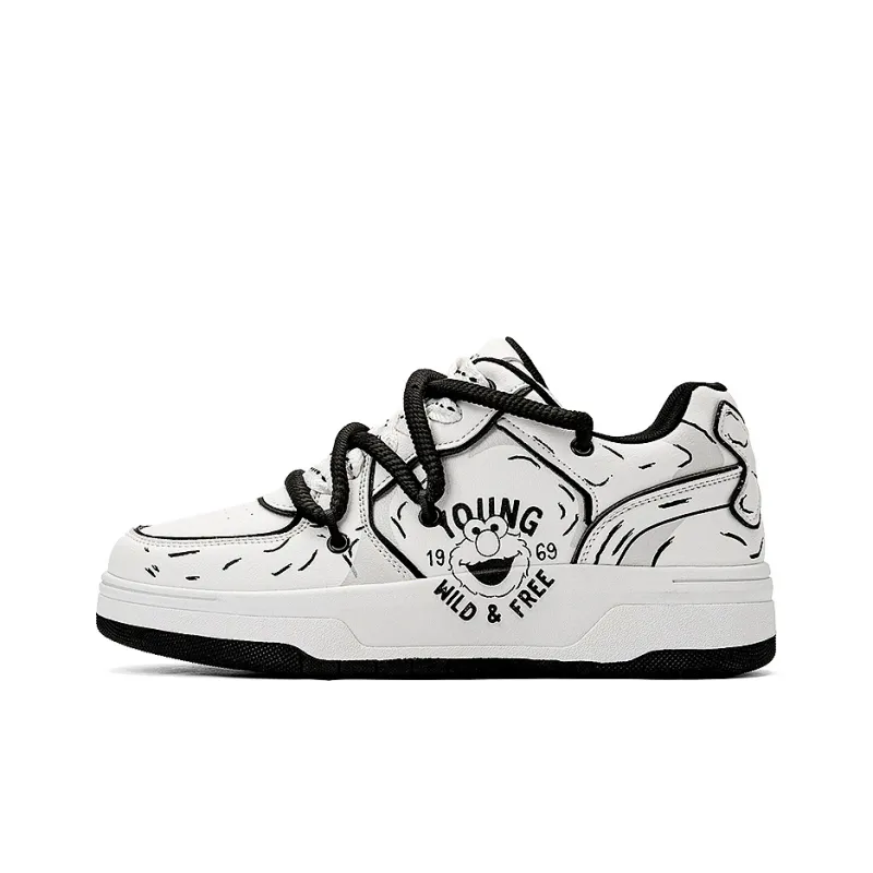 SESAME STREET Slip-Resistant Cushioning Wear-Resistant Breathable Height Increasing Low-Top Skateboard Shoes Unisex-8