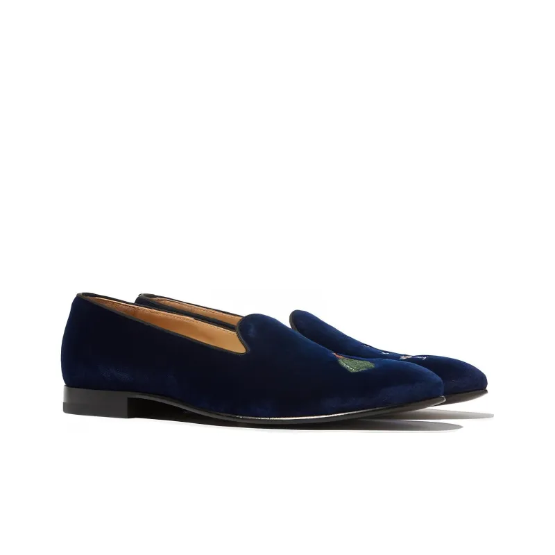 SCAROSSO Jay Embroidered Velvet Slippers-3
