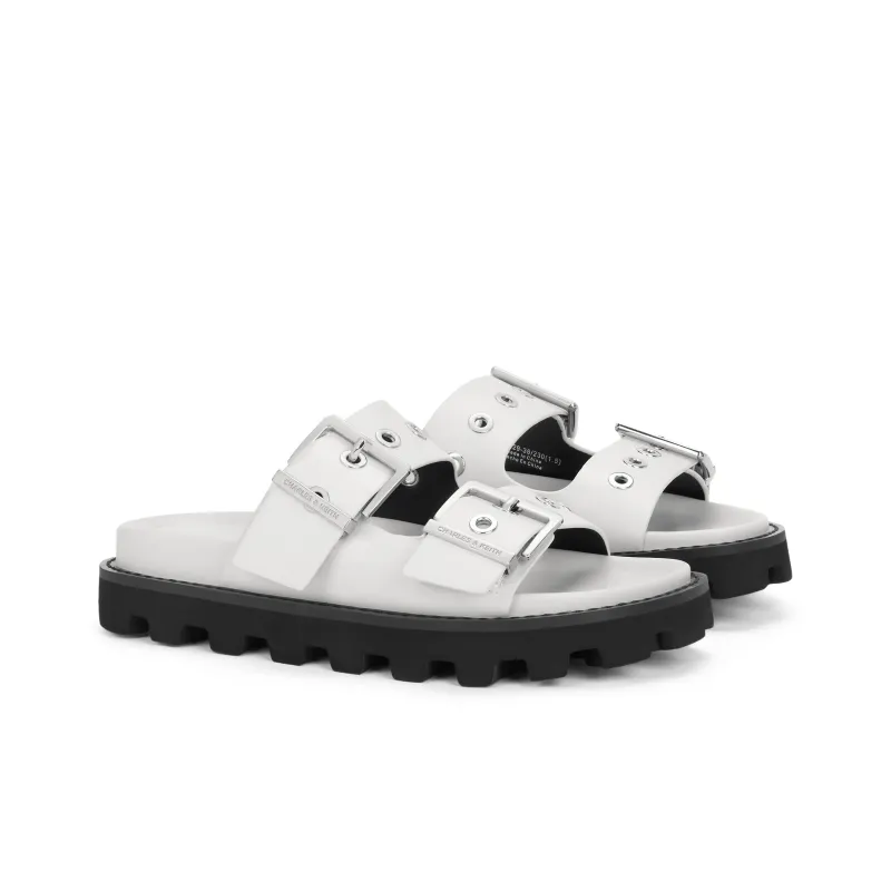 CHARLES&KEITH Slide Slippers Women's Black/White/Pink/Pink-6