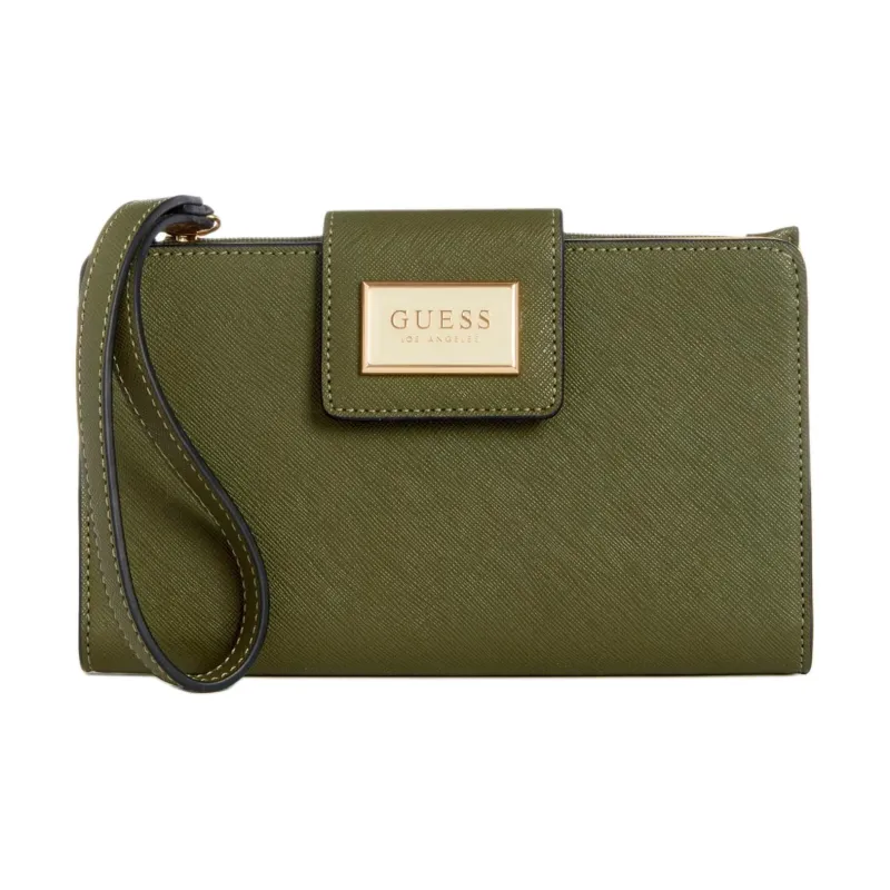 GUESS Artificial Leather Cell Phone Pouch Storage Bag Unisex Olive-0