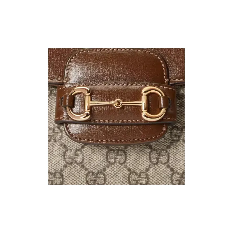 GUCCI Horsebit 1955 Canvas With Leather Shoulder Bag, Crossbody Bag, Handbag Mini Women's Brown/Ebony-9