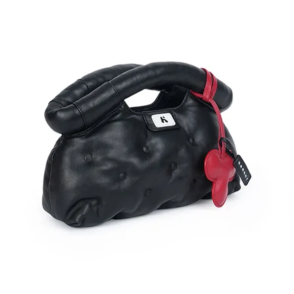 Karkki Lambskin Poker Card Collection Cloud Dumpling Bag Women's One Shoulder Handbag Women's Black Black Beauty-3