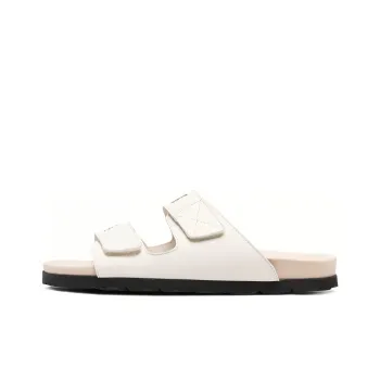 PALM ANGELS Logo Print Sandals Off White Leather