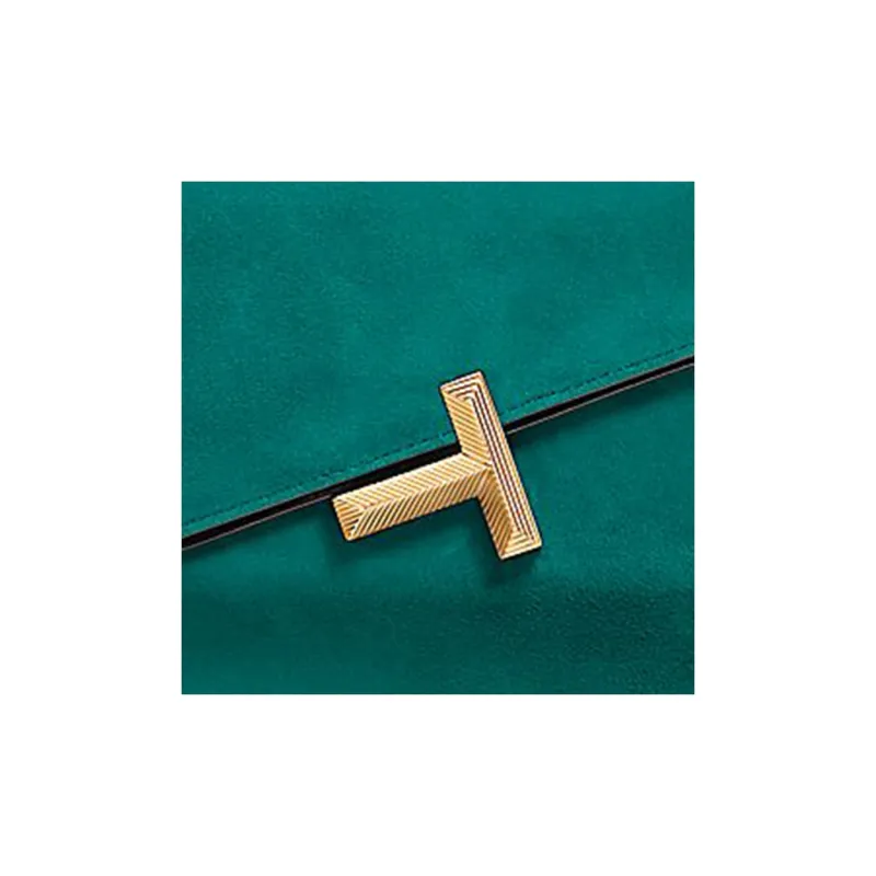 TIFFANY & CO. Tiffany T Suede Clutch Women's Emerald Green-2