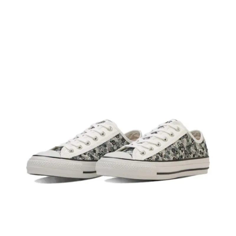 Converse All Star Anti Slip Wear Resistant Low Top Canvas Shoes Women's Green White-2