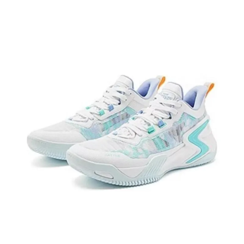 QIAODAN Rampage 1.0 Cushioning Wear Resistant Low Top Patented Rebound Technology Basketball Shoes Men's Blue White-1