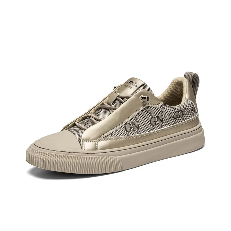 G.N.SHIJIA Abrasion Resistant Slip Resistant Low Top Skateboard Shoes Men's Apricot-1