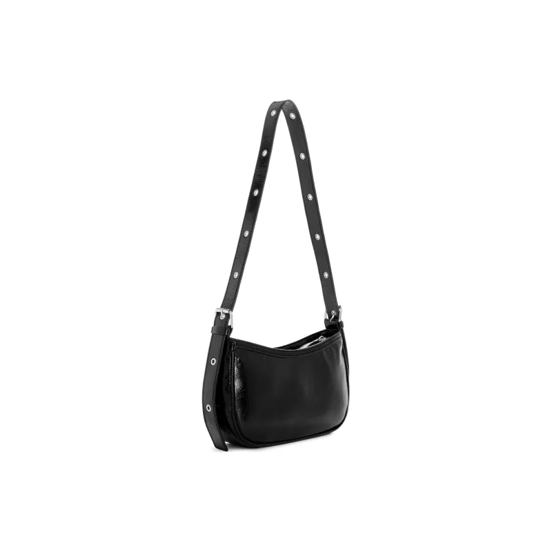 GUESS Patent Leather Bonded Artificial Leather Shoulder Bag Regular Women's Black-1