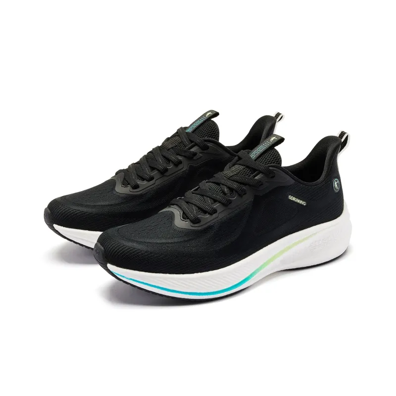 QIAODAN Rapid LITE Cushioned Slip Resistant Low Top TURBO Rebound Technology Running Shoes Men's Black White-2