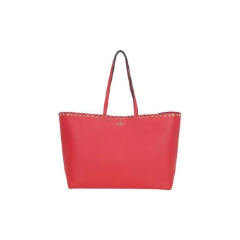 Valentino Leather Tote Bag Shopping Bag Handbag Women's Red