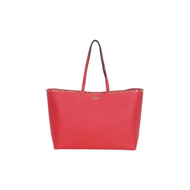 Valentino Leather Tote Bag Shopping Bag Handbag Women's Red-0