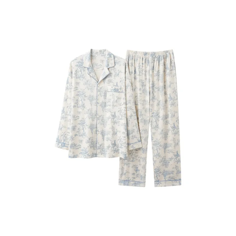 Chun Xi Pajama Set Men's Blue White-0