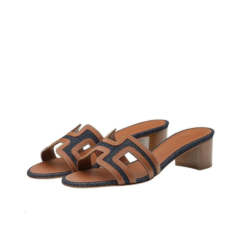 HERMES Oasis Slide Slippers Women's Brown-3
