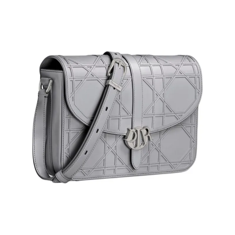 DIOR Cannage Cosmo Leather Shoulder Bag Crossbody Bag Men's Gray-2