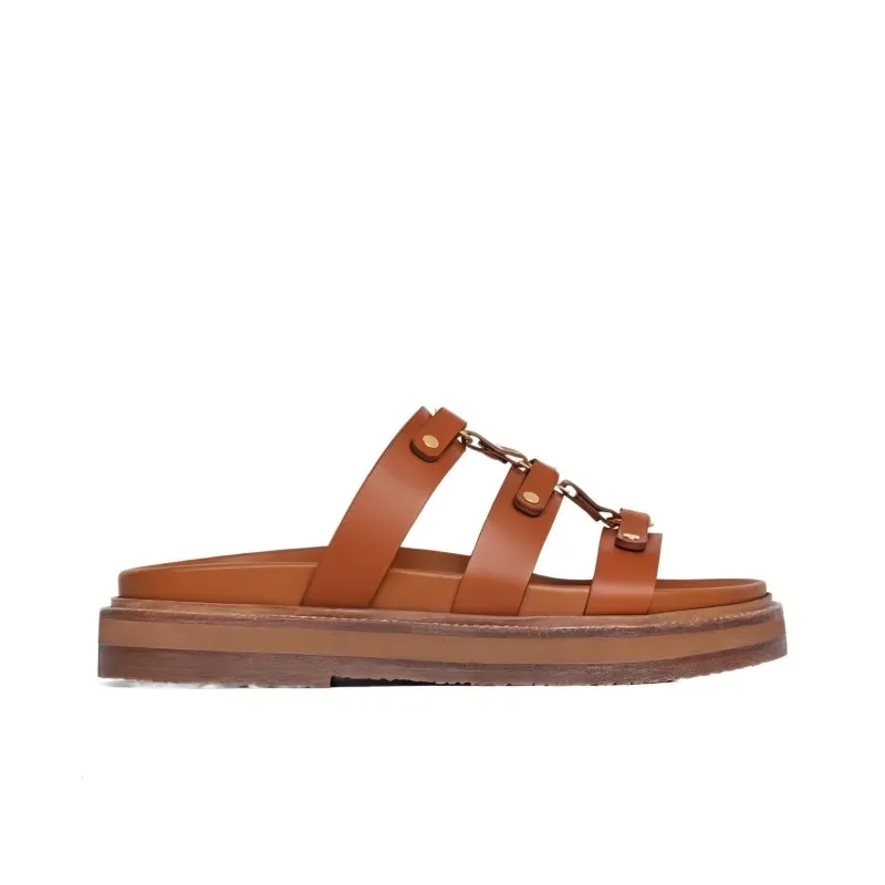 CELINE Slide Slippers Women's Brown-1