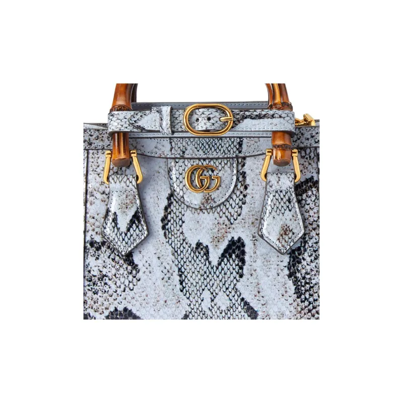 GUCCI Diana Python Skin Tote Bag, Shopping Bag, Crossbody Bag, One Shoulder Handbag Mini Women's Sky Blue-9