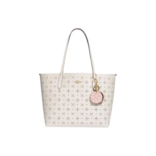 COACH Canvas With Leather Mirror Bag Charm Bag Merch Women's Pink & White-3