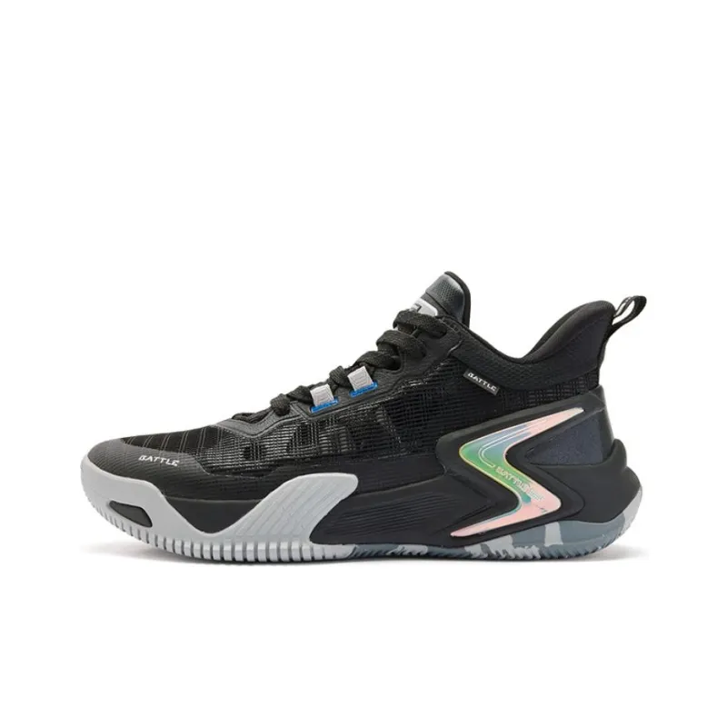 QIAODAN Rampage 1.0 Cushioning Wear Resistant Low Top Patented Rebound Technology Basketball Shoes Men's Black Gray-0