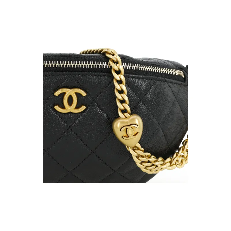 CHANEL Grained Pebbled Cowhide Fanny Pack Women's Black-5