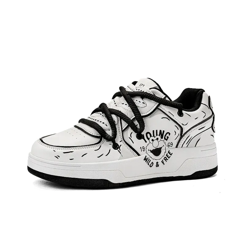 SESAME STREET Slip-Resistant Cushioning Wear-Resistant Breathable Height Increasing Low-Top Skateboard Shoes Unisex-9